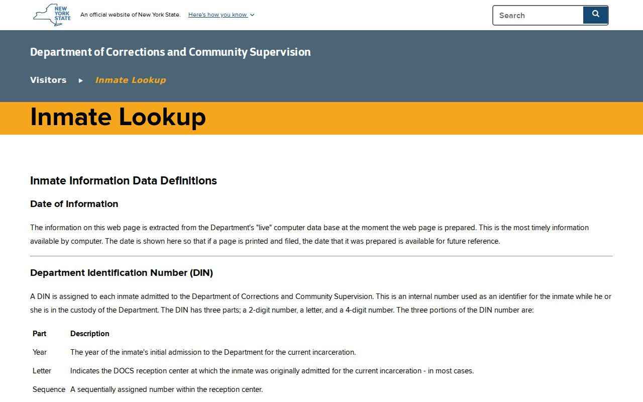 Orchard Park residents directory New York DOCCS lookup page