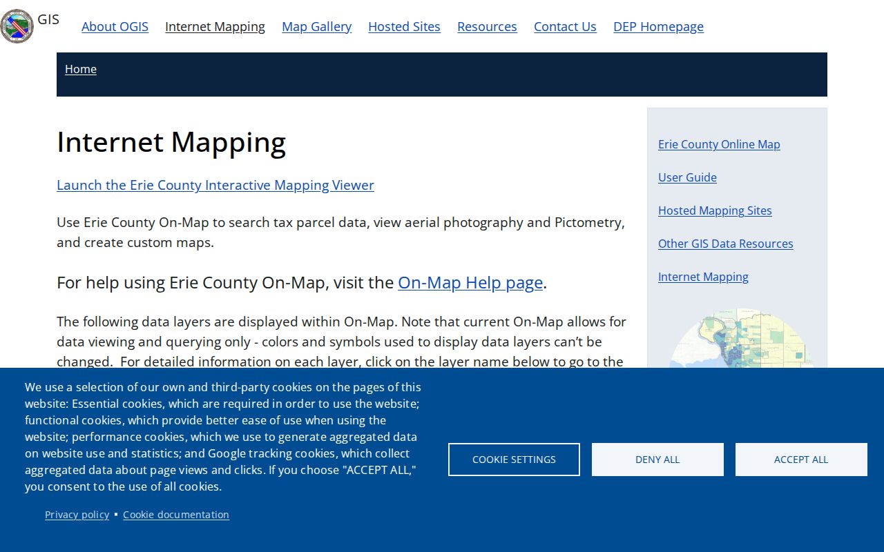 Orchard Park ZIP code directory Erie County GIS mapping links