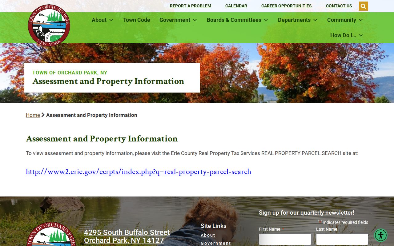 Orchard Park residents directory assessment and property information route
