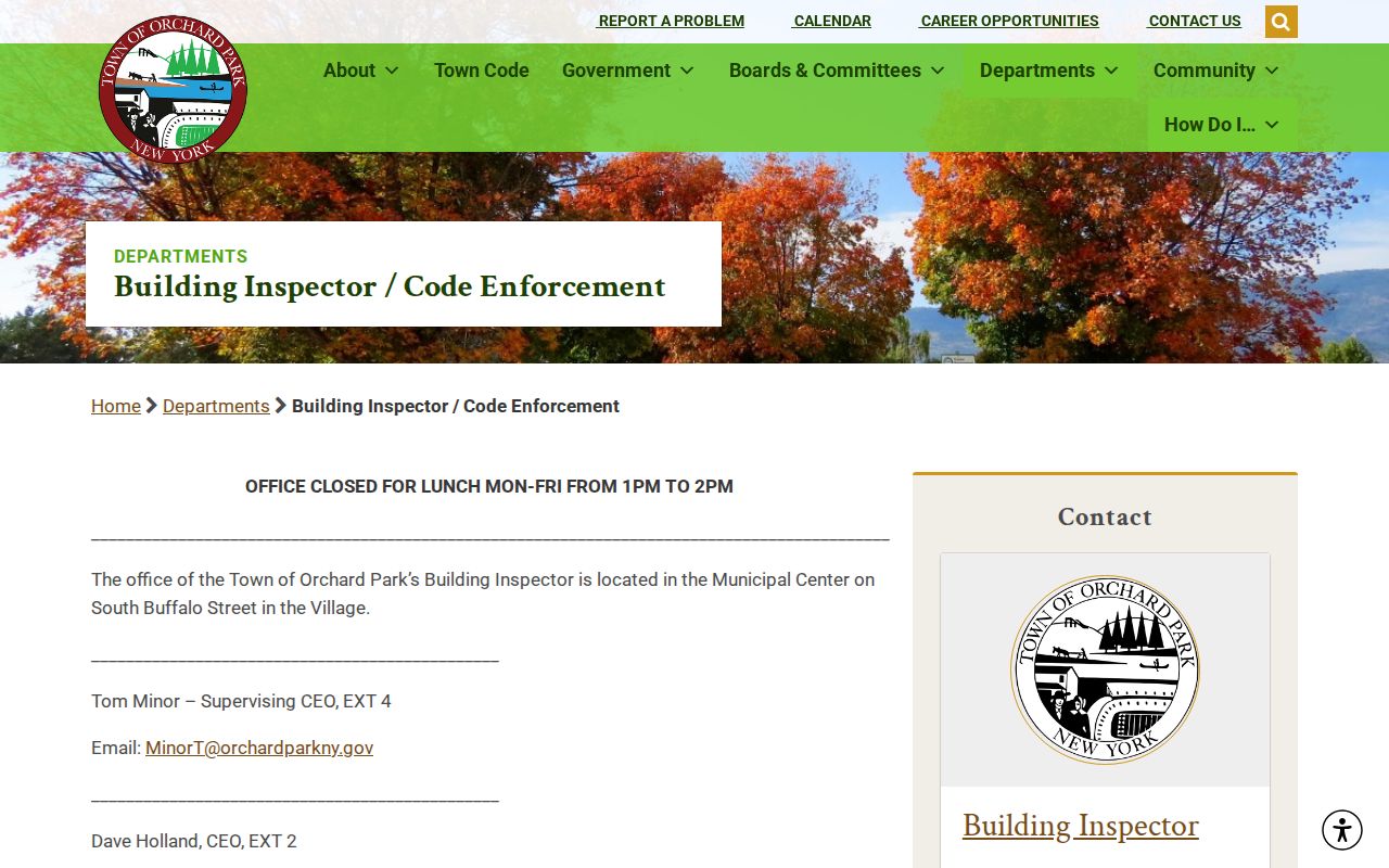 Orchard Park street directory building permit forms
